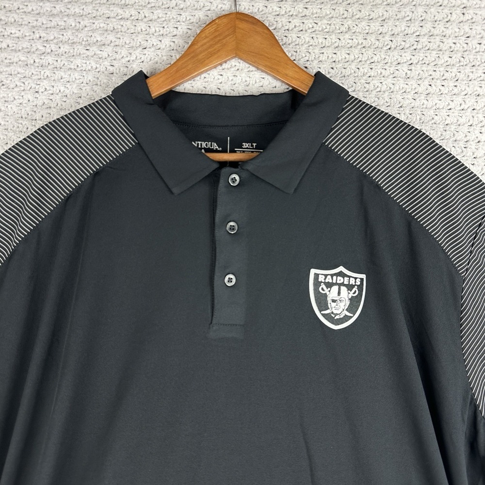 Las Vegas Raiders Antigua Polo Shirt 3XLT NFL Black Performance Golf